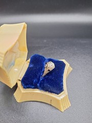 Antique Art Deco 18k White Gold Diamond Sapphire Ring Size 6