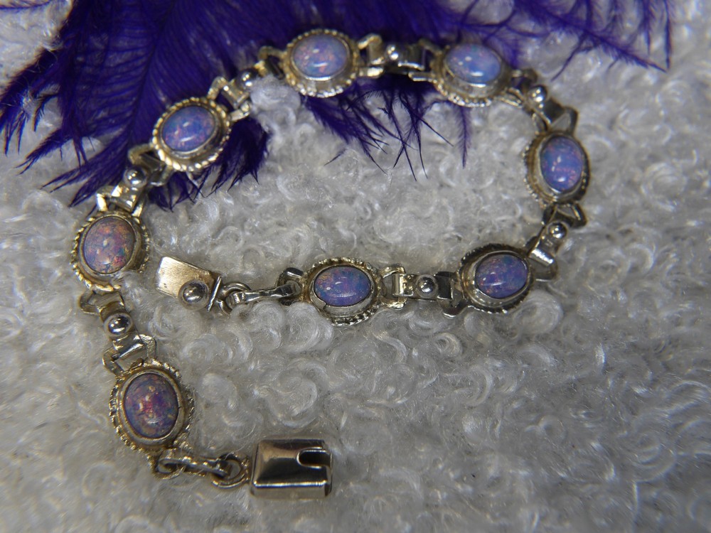 Foil backed doublet 0.925 Sterling Silver vintage 7 3/4″ Bracelet