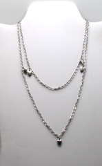 Vintage Sarah Coventry Silver Tone Party Hearts Necklace 1977 33″ Long