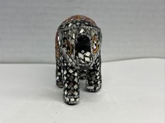 Vintage Elephant Mirror Crystal Glass Squares Statue 3.5 Inches Trinket