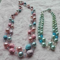 Signed Vintage Japan Beaded Necklace paired with an unsigned Vintage Necklace Pa