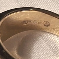Vintage Signed 18KT GEA Ring Crystal SZ 8.25 Thick Quality Made 1990s Nice!