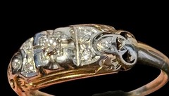1920s Art Deco Floral Diamond Ring 14K-18K Two-Tone Gold Size 6.5