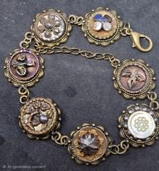 Antique button bracelet # 24