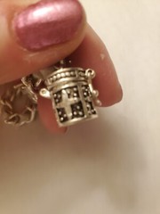 Silvertone Chain Bracelet with Tiny Prayer Box Charm Opens + Close