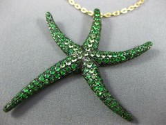 ESTATE EXTRA LARGE 3.51CT AAA TSAVORITE 18KT YELLOW GOLD 3D STARFISH FUN PENDANT