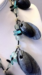 Vintage Unique Prehnite And Stone Necklace Brutalist 21 Inches With Dangle Hook
