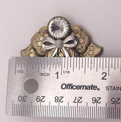 Vintage Christmas Angel Brooch Goldstone Silver Faux Pearl Signed Jane