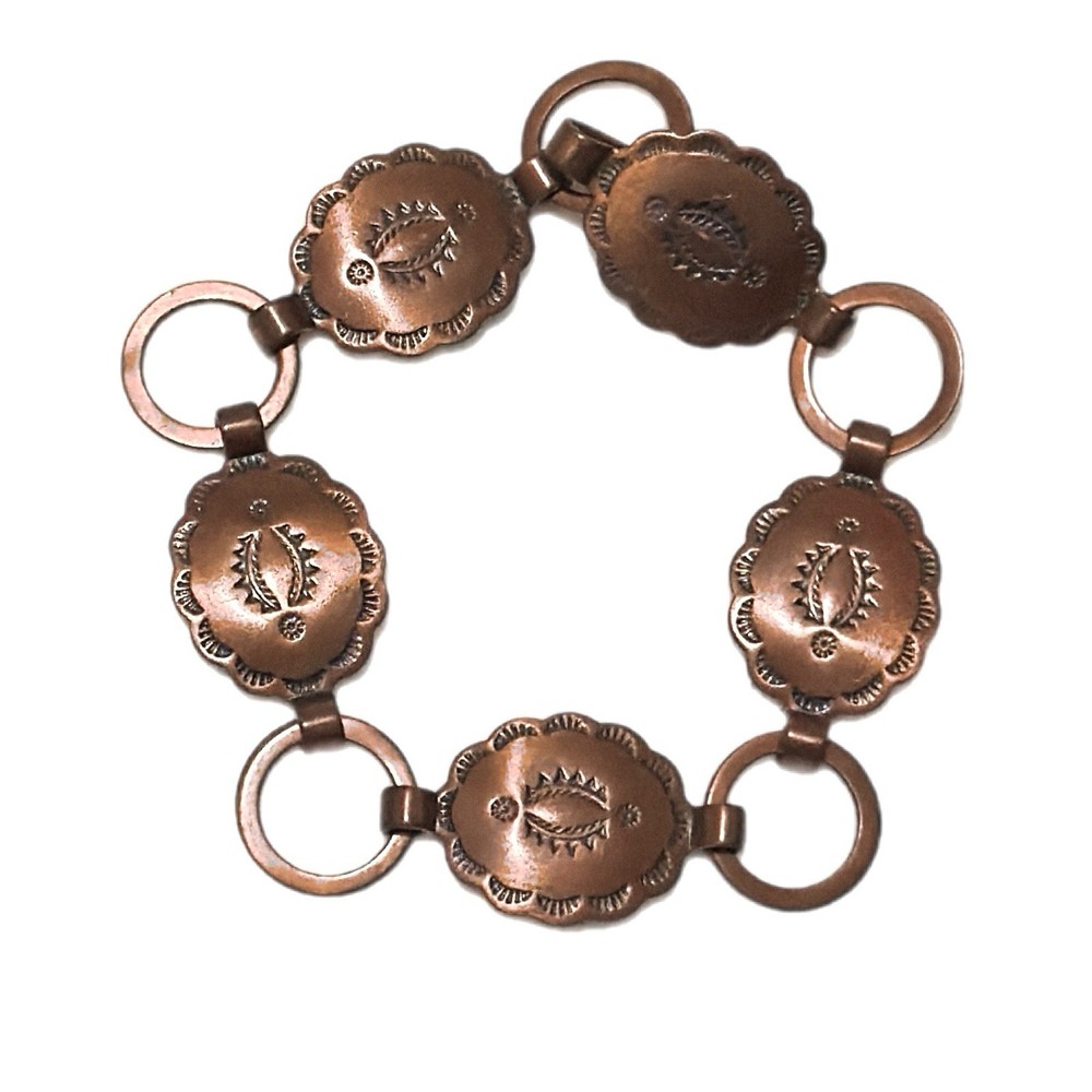 Copper Bracelet 7″ Concho Southwestern Rustic Americana Cowgirl Boho Rodeo VTG