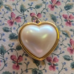 Gold and White Heart Pendant Vintage Monet Brand Pendant Only