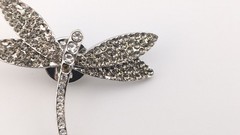 Vintage Silver Tone Rhinestone Dragonfly Brooch Pin Costume Missing Stones