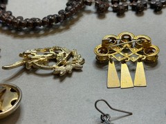 Vintage Costume Jewelry Lot Estate 1960s Czech Choker Boho Purple Earrings Brooc