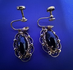 Vintage Sorrento 12k GF Marques Black Onyx Necklace Earring Set