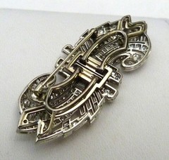 ANTIQUE ART DECO 3.75 CARATS DIAMONDS PLATINUM DUETTE STYLE BROOCH PIN 15.78GRAM