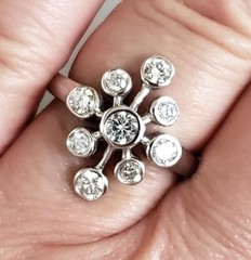 Vintage Natural Diamond Cocktail Ring 0.80CT(Est). 14K gold S-7.25