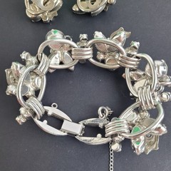 Vintage Juliana Rhinestone Bracelet & Earrings Set Givre Glass Smoky Rhinestones