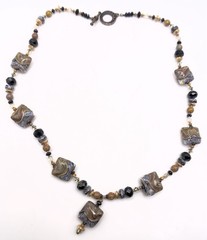 Vintage Lampwork Glass Bead Necklace 21 in