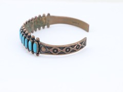 6.5″ Vintage WM Wheeler Turquoise Gemstone Copper Cuff Native Mexico Bracelet