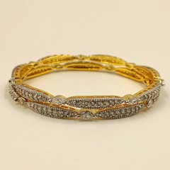 Handmade South Indian CZ Bangle Set 22K Gold Plated Bridal Wedding Jewelry Sets