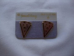VINTAGE 1970s SAMUEL HUANG CLOISONNE RETRO ABSTRACT BRONZE COPPER BROWN EARRINGS