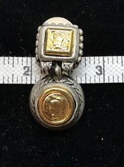 Vintage Costume Fashion Jewlery Silver tone Faux Roman Coin Clip-on Earrings