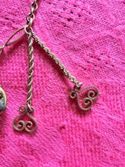 Antique Victorian Gold Filled Book Chain With Etruscan Charms OOAK