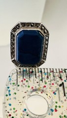 Antique/Vintage Sterling Silver Lapis Lazuli And Marcasite Ring. Art Deco