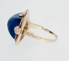 Art Deco 14K Rose and Yellow Gold Lapis Ring