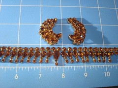 GORGEOUS Vintage SET AMBER RHINESTONES NECKLACE AND EARRINGS PRONGS PERFECT