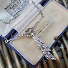 Art Deco Style Lab Created Diamond Anniversary Wedding 14K White Gold FN Pendant