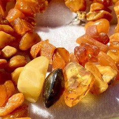 Vintage Baltic Amber Necklace 15.5” Choker Natural Raw Freeform Amber Beads