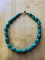 Faux Turquoise Necklace, Made in India 18″