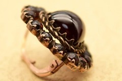 Vintage Unbranded Garnet Heart Motif Earrings (Almandine Garnet) F012