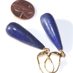 Quality 14K GF 45mm Large Laois Lazuli Tear drop Lever back Earrings