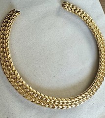 Ciner Herringbone Collar Necklace Gold Plated Heavy 195g Vintage