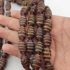 Vintage Venetian Style Feather Desgin Glass Beaded Necklace 22 inches Strand