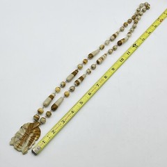 Vintage Aztec Face Pendant Necklace All Stone 28″