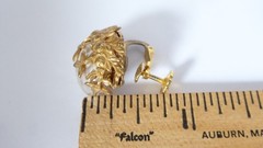 Miriam Haskell Earrings Baroque Faux Pearl Gilded Floral Clip-On Vintage 2400513