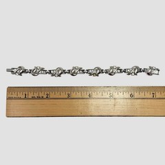 Vintage Trifari Silver Tone Clear Rhinestone Scallop Scroll Bracelet 1955 -1969
