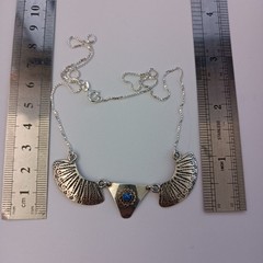 Ethnic Necklace Vintage Sterling Silver Blue Tribal Folk Crescent Artisan Boho