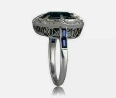 5.5Ct Art Deco Vintage Style Lab Created Sapphire Wedding 14K White Gold FN Ring