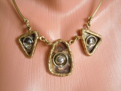 Brass Collar Necklace 3 Pendants 63.0 G/Length: 39 – 43.5 Cm