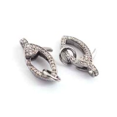 1 Pc Pave Diamond Lobster Claps, 21mmx11mm Lobster Claps, Both Side Pave Diamond