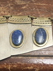 VINTAGE MIXED METALS BRASS AND SILVER COLORED LAPIS LAZULI HAND MADE NECKLACE