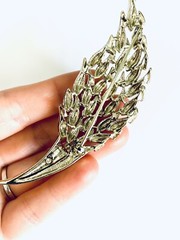 VTG Estate Find Francois Coro Gold Tone Large Leaf Shape Signed Brooch 3.5”H