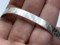 ITALY IBB 925 Sterling Silver Rhodium Plated Textured Omega Chain 7.5” Bracelet