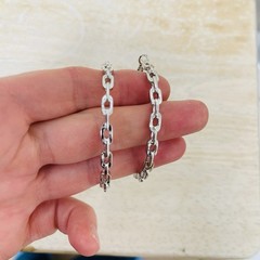 Large Silver Tone Anchor Mariner Link Hoop Earrings 2.25” VTG Minimalist Mod