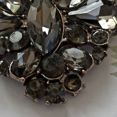 Vintage Smoky Gray Necklace Cocktail Rhinestone Bib Victorian Revival Royal VTG