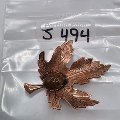 Vintage Renoir Copper Maple Leaf Brooch Brown Stone Cabochon Mid Century Pin
