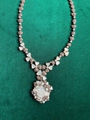 ELEGANT, UNIQUE GSJ Sterling Silver Mother Of Pearl, Marcasite Necklace 63GR